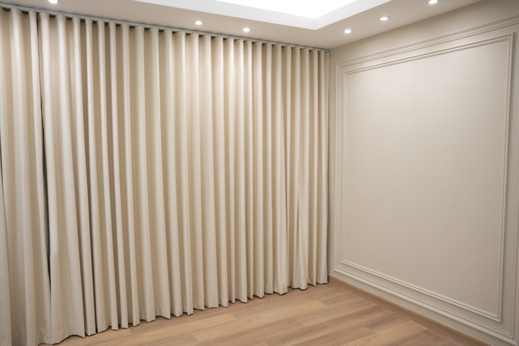 Neutral studio curtain wall for photo and video production